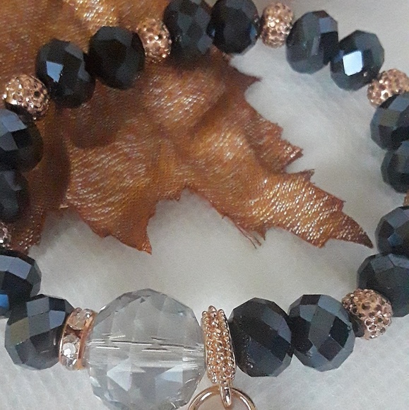 Handcrafted Navy Blue Rose Gold Charm Bracelet - Picture 4 of 4